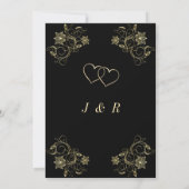 Gold Floral Black Golden Wedding Invitation (Achterkant)