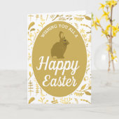 Gold Floral Bunny Easter Egg Kaart (Gele Bloem)