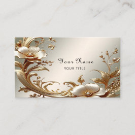 Gold Floral Business Card Visitekaartje