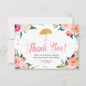 Gold Floral Carte de remerciements de douche d'avr (Devant)