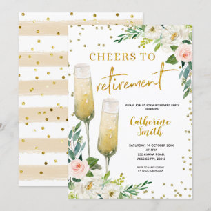 Gold Floral Cheers op uitnodiging tot pensionering