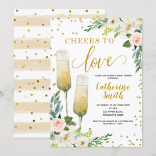 Gold Floral Cheers to Love Vrijgezellenfeest Kaart