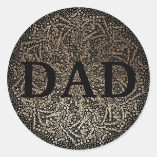 Gold Floral DAD Formal Elegant Vaderdag Ronde Sticker
