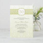 Gold Floral Damask 50e Mariage Invitation Annivers (Debout devant)