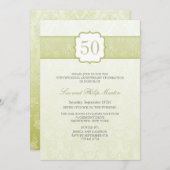 Gold Floral Damask 50e Mariage Invitation Annivers (Devant / Derrière)