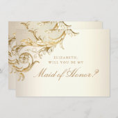  Gold Floral Damask-script gemaakt van eer Kaart (Voorkant / Achterkant)