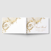  Gold Floral Damask Script White Wedding Gastenboek (Volledig)