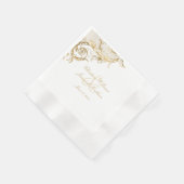  Gold Floral Damask Script White Wedding Servet (Hoek)