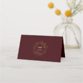 Gold Floral Deep Burgundy Wedding Table Number (Achterkant)