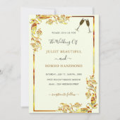Gold Floral Design Invitations de mariage Exemple (Devant)