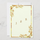 Gold Floral Design Invitations de mariage Exemple (Dos)