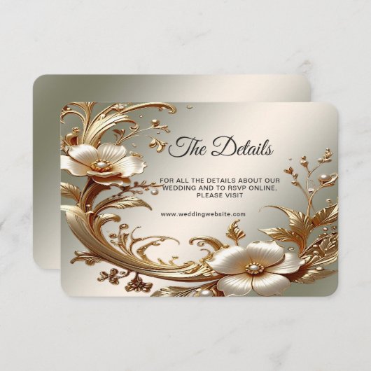 Gold Floral Detail Informatiekaartje (Voorkant / Achterkant)