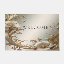 Gold Floral Doormat Deurmat