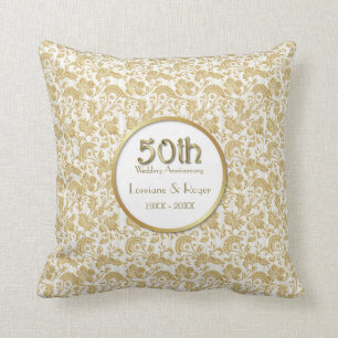Gold Floral Elegance 50th Wedding Jubileum Kussen