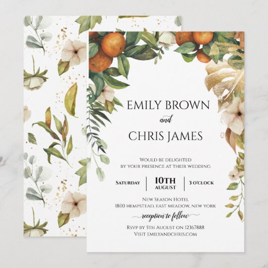 Gold Floral | Elegant Eucalyptus Greenery Kaart (Voorkant / Achterkant)