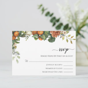 Gold Floral Elegant Eucalyptus Greenery RSVP Kaartje