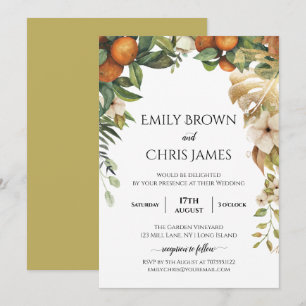 Gold Floral   Elegant Eucalyptus Greenery Wedding Kaart