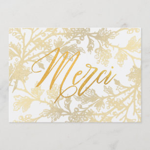 Gold Floral Elegant Merci Custom Hartelijk dank Kaart