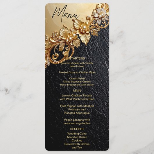 Gold Floral Embellishments Menu (Voorkant)
