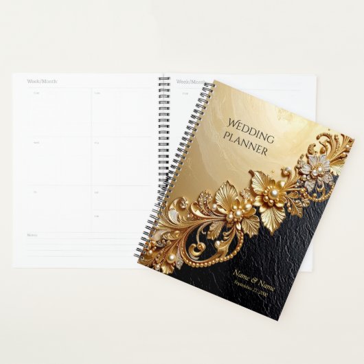 Gold Floral Embellishments Planner (Devant avec enveloppe)