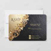 Gold Floral Embellishments RSVP Card (Devant)