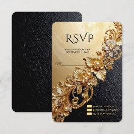 Gold Floral Embellishments RSVP Card Kaartje