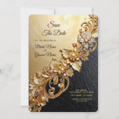 Gold Floral Embellishments Save The Date (Devant)