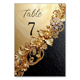 Gold Floral Embellishments Table Number Kaart