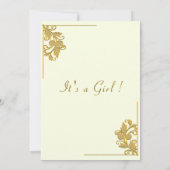 Gold Floral encadré bébé fille douche Invitation (Dos)