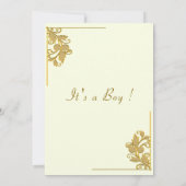 Gold Floral encadré bébé garçon douche Invitation (Dos)