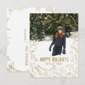 Gold Floral Feuille Rustique Noël Photo de vacance (Devant / Derrière)