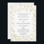 Gold Floral Feuilles Rustic Wedding Invitations<br><div class="desc">Gold Floral Feuilles Rustic Wedding Invitations. Customisez avec tout texte.</div>