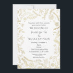 Gold Floral Feuilles Rustic Wedding Invitations<br><div class="desc">Gold Floral Feuilles Rustic Wedding Invitations. Customisez avec tout texte.</div>