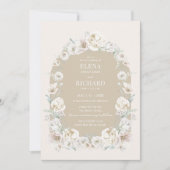 Gold Floral Garden Invitation de mariage (Devant)