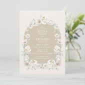 Gold Floral Garden Invitation de mariage (Debout devant)