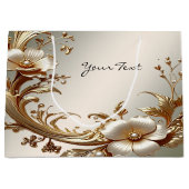 Gold Floral Gift Bag Groot Cadeauzakje (Voorkant)
