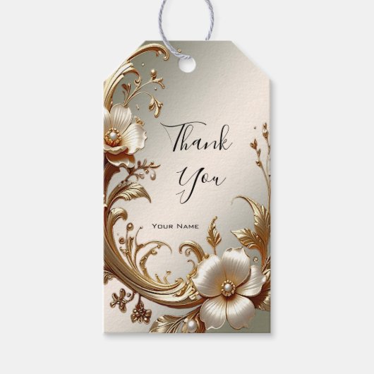 Gold Floral Gift Tag Cadeaulabel (Voorkant)