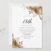 Gold Floral Girls Boys 18e anniversaire Invitation (Devant)