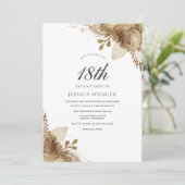 Gold Floral Girls Boys 18e anniversaire Invitation (Debout devant)