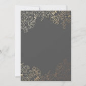 Gold Floral Grey Vintage Wedding Invitation (Dos)