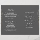 Gold  Floral Grey Wedding Programma's (Voorkant)