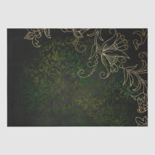 Gold Floral Grunge Damask Tissuepapier