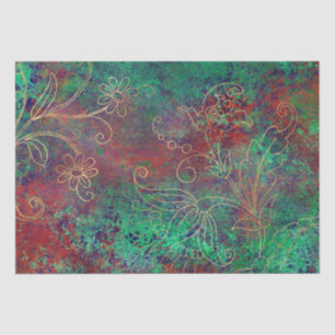 Gold Floral Grunge Damask Tissuepapier