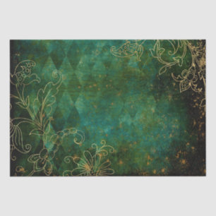 Gold Floral Grunge Harlequin Damask Tissuepapier