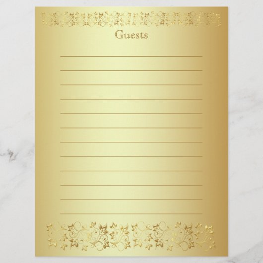 Gold Floral Guest Book Paper (Voorkant)