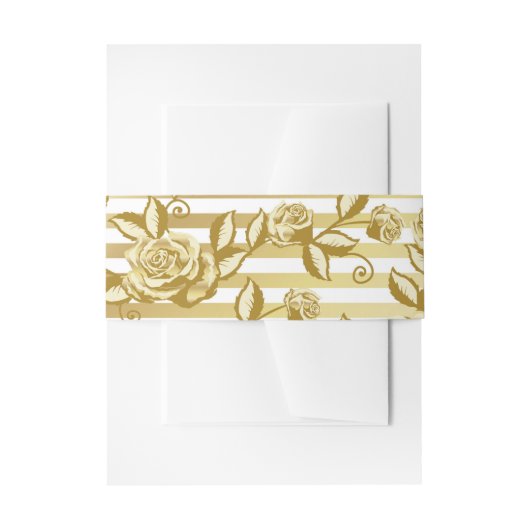 Gold Floral Invitation Belly Band Uitnodigingen Wikkel (Voorkant Voorbeeld)