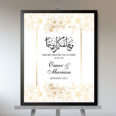 Gold Floral Islamic Wedding Welcome Sign Poster