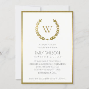 GOLD FLORAL LAUREL WREATH VRIJGEZELLENFEEST INVITE BEDANKKAART