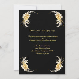 Gold Floral Leaf Border Wedding Kaart
