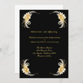 Gold Floral Leaf Border Wedding Kaart (Voorkant / Achterkant)